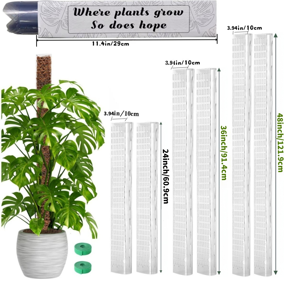 Sphagnum Moss Dry - Plastic Moss Pole,24in/36in/48 inch Plant Poles