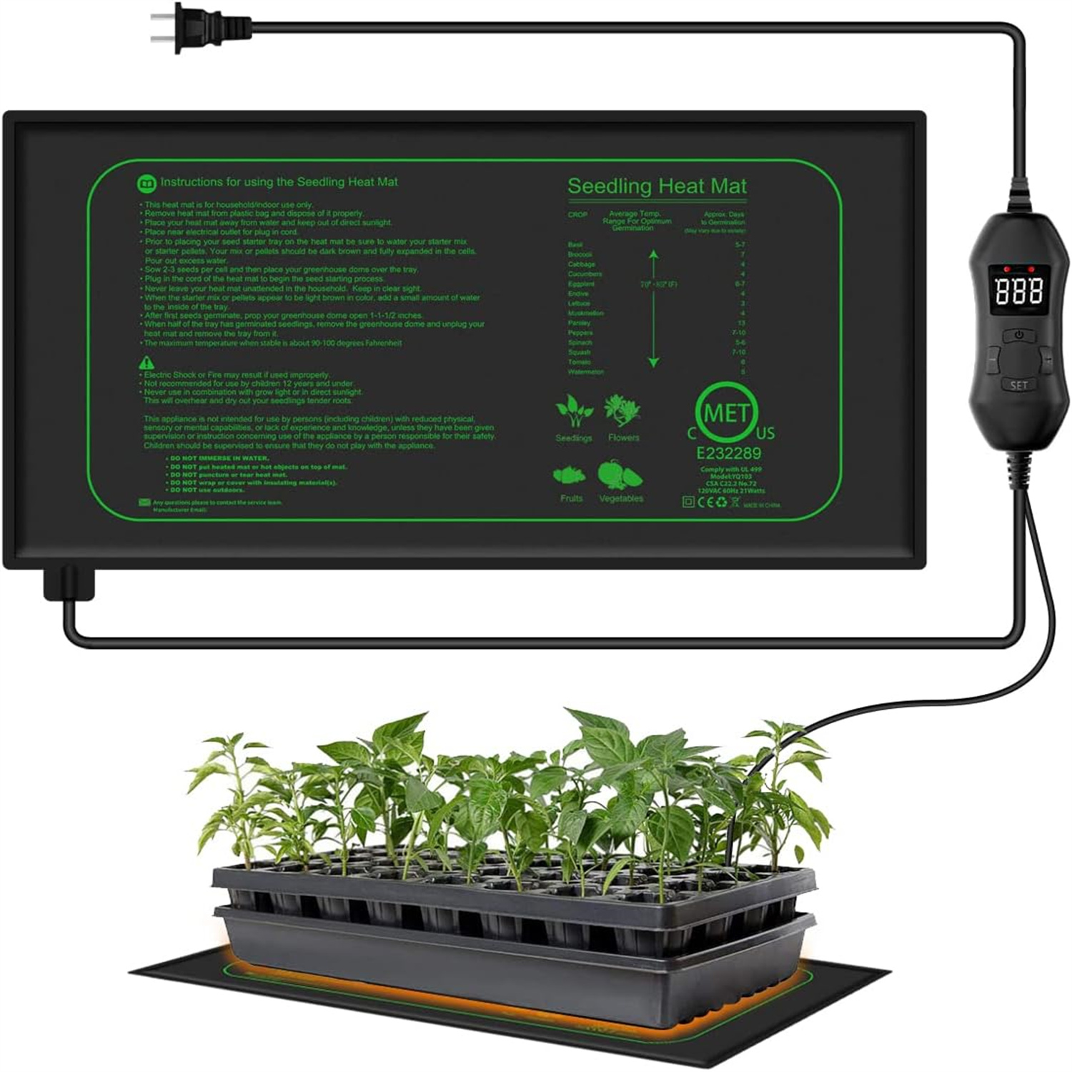Seedling Heat Mat With Digital - Rooting Gel Clone recension och pris
