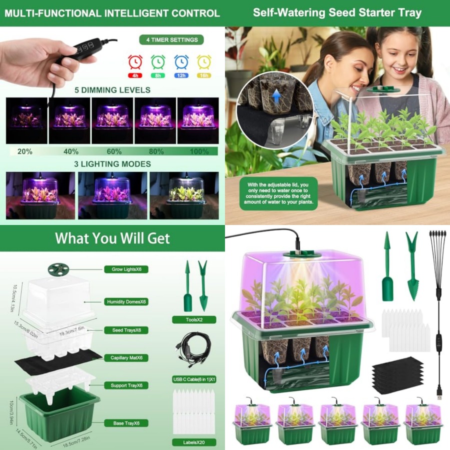 Seed Starter Tray with Light,  - Humidity Dome Kit recension och pris