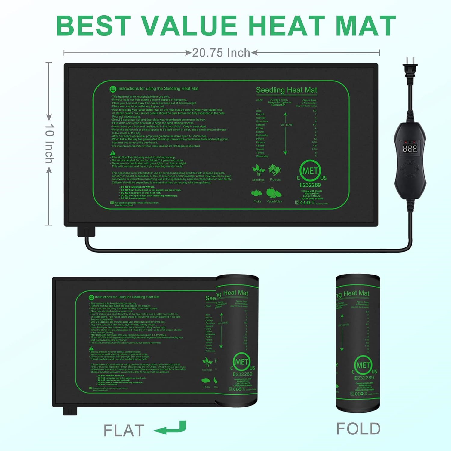 Seedling Heat Mat With Digital - Rooting Gel Clone recension och pris