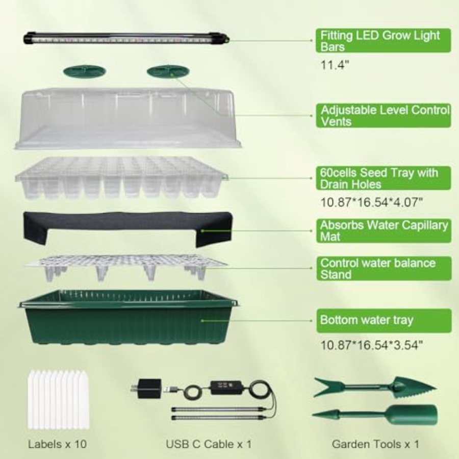 Seed Starter Tray with Grow Li - Humidity Dome Kit recension och pris