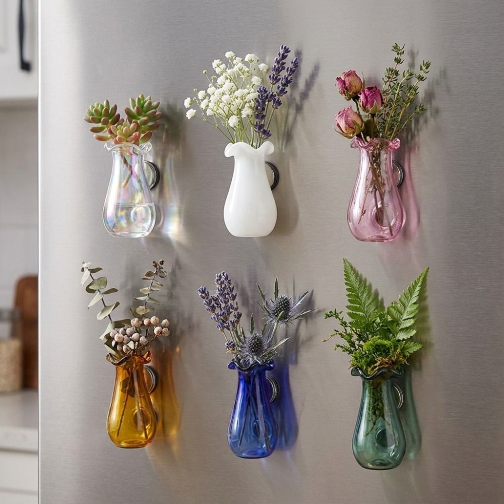 6Pcs DIY 3D Mini Vase Magnets  - Propagation Station Vase recension och pris